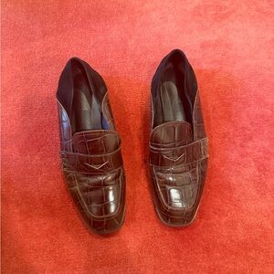 Jeffrey Campbell Brown Croc-Embossed Loafers
